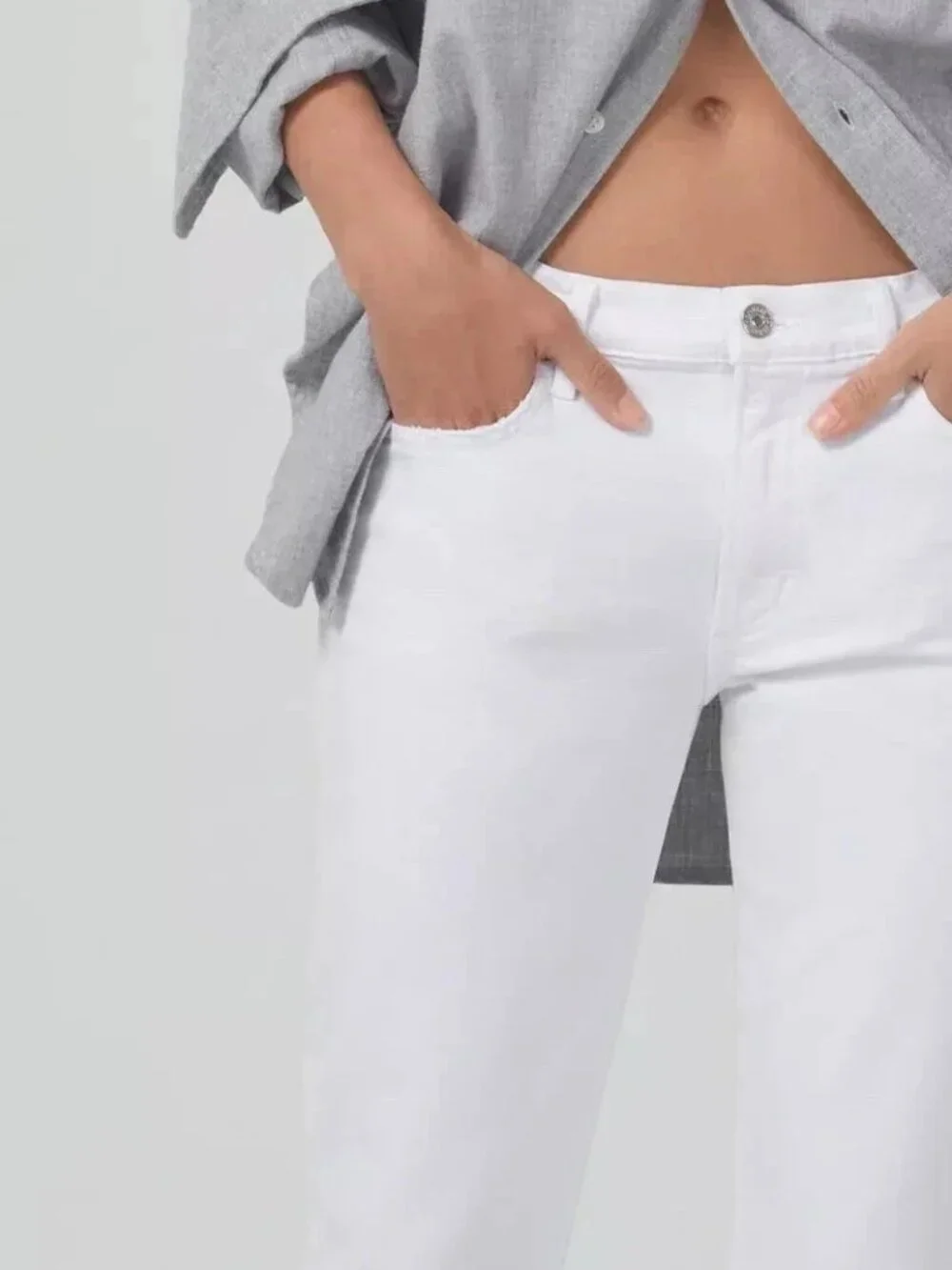 New Citizens Of Humanity Ella Mid Rise Slim Crop Jeans "Soft Stretch" White 24 - Picture 3 of 9